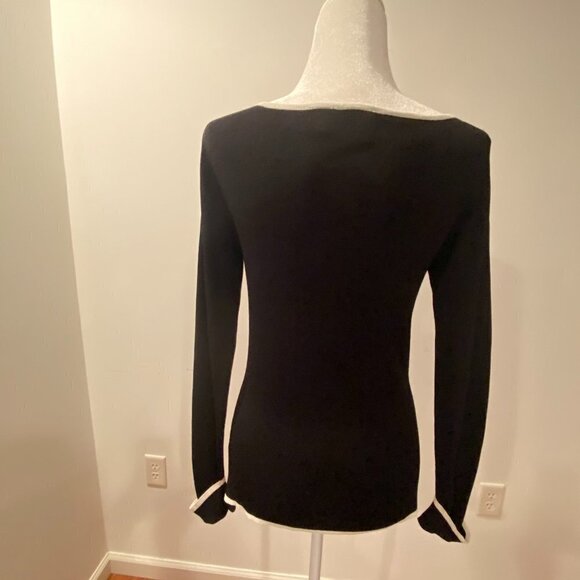 Women's Tailor B. Moss Black and White Long Sleeve Top - Size Small - Picture 2 of 6